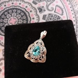 Pariba Apatite, Aquamarine, Diamond Pendant